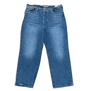 Levi's Ribcage Straight Medium Wash High Rise Hidden Button Fly Jeans‎ Size 20W